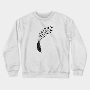 Black feather with flying birds Crewneck Sweatshirt